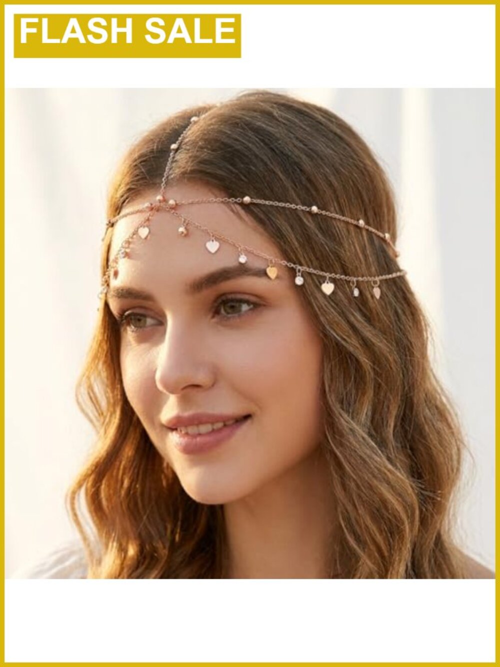 Gold Sequin Rhinestone Boho Head Chain Jewelry Forehead Headpiece